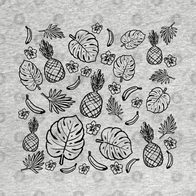 Tropical black and white pattern by valentinahramov